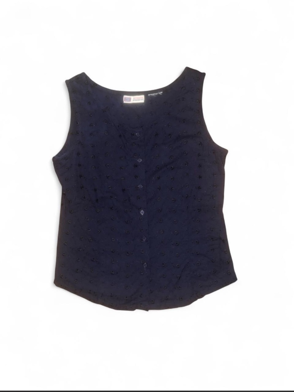 Faded Glory vintage Navy Eyelet Button-Front Sleeveless Top